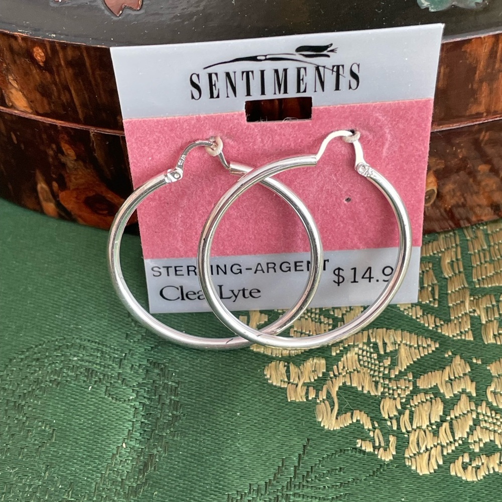 Vintage new old stock Sterling Silver Hoop Earrings